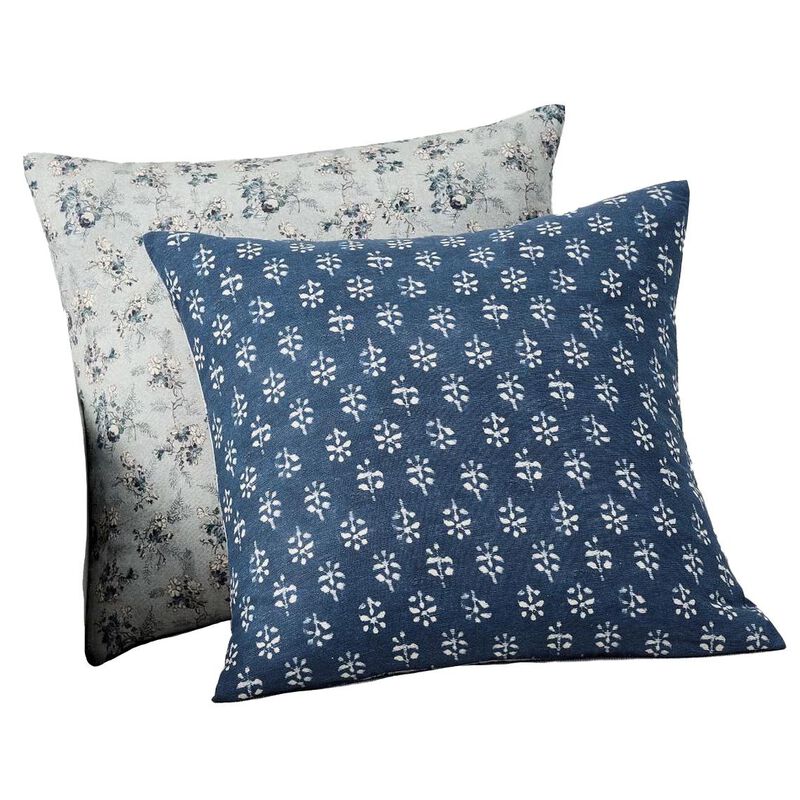 Pottery Barn Jenna Reversible Printed Cushion Cover 51cm Blue image number 0